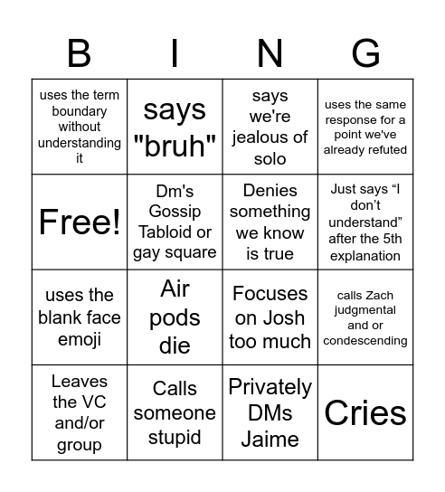 😀 Bingo Card