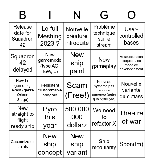 CitizenCon 2952 Bingo Card