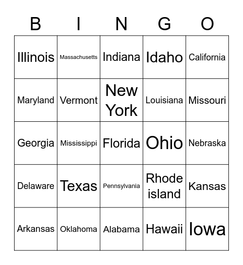 USA license plate Bingo Card