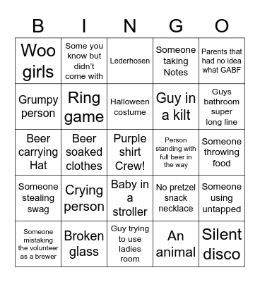 GABF 2022 BING Bingo Card