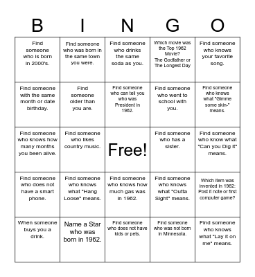 Sharon's 60th Bingo! Bingo Card