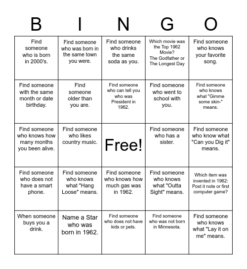 Sharon's 60th Bingo! Bingo Card