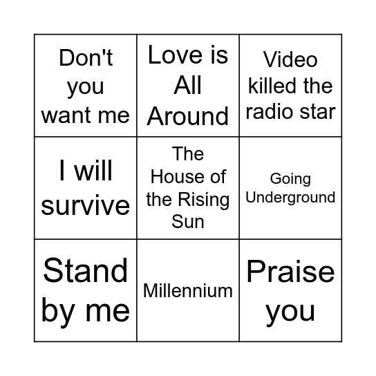 # The greatest number one ever Bingo Card