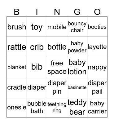 Baby Bingo Card