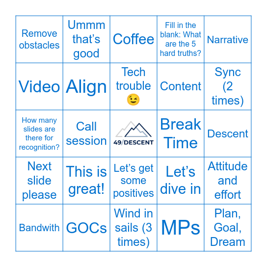 Welcome to 49/Descent, HQ! Bingo Card