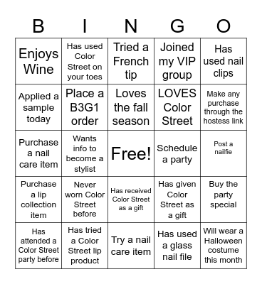 Party Bingo Card