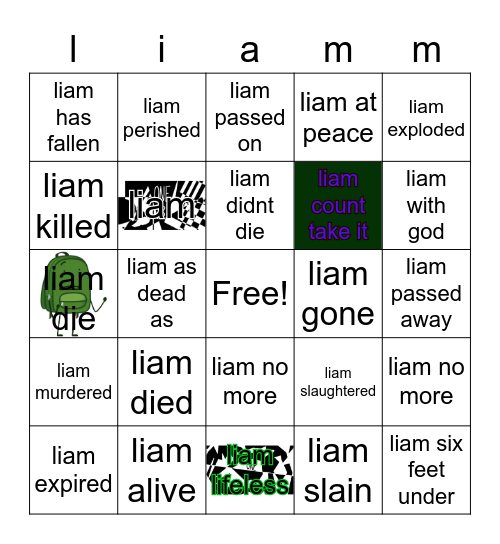 all about liam Bingo Card