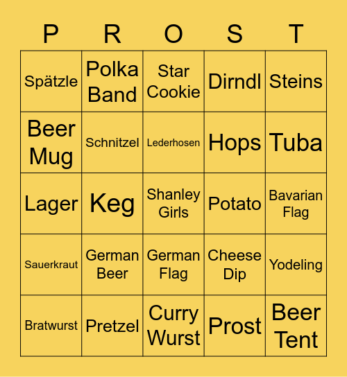 Oktoberfest 2022 Bingo Card