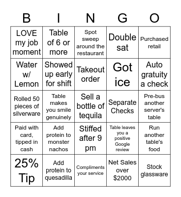 Server Bingo Card