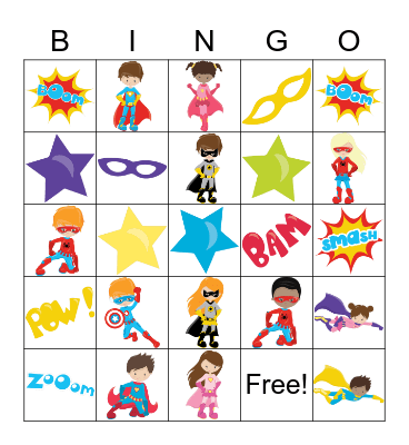 Superhero Bingo Card