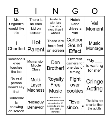 Den Brother Bingo Card