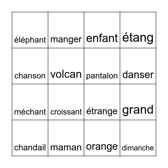 Le son AN Bingo Card
