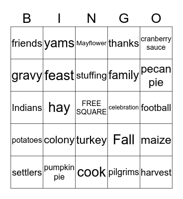 CIG Turkey Bingo Card