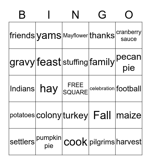 CIG Turkey Bingo Card