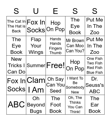 Dr. Suess Bingo Card