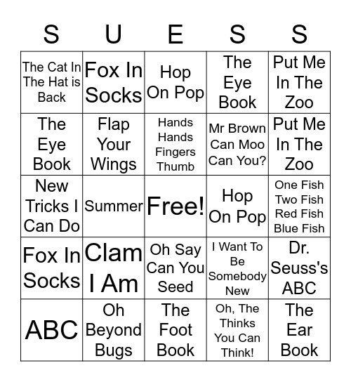 Dr. Suess Bingo Card