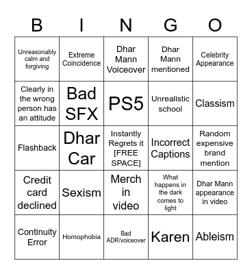 Dhar Mann Bingo Card