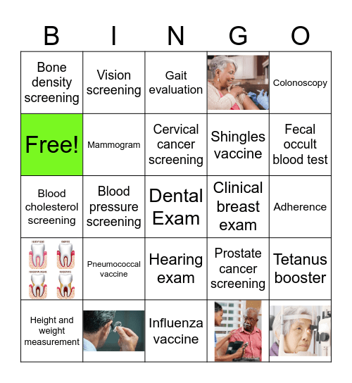 Health Screening & Immunizations Bingo! Bingo Card