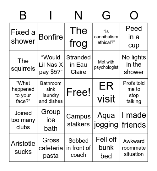 Abby at college bingo Card