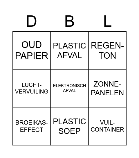 Groep 6/7/8 - MILIEU Bingo Card