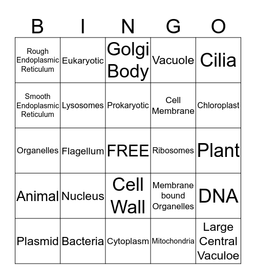 Cells Bingo Card