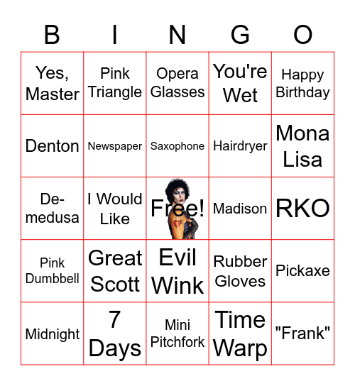 ROCKY HORROR BINGO Card