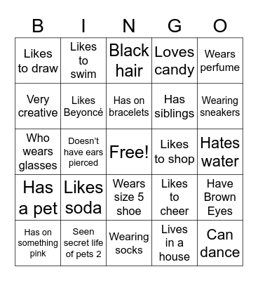 Get to know! Bingo Card