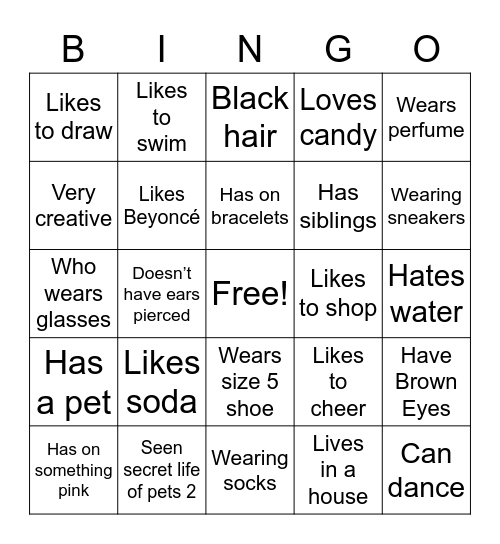 Get to know! Bingo Card