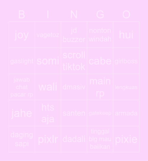 ʚїɞ Bingo Card