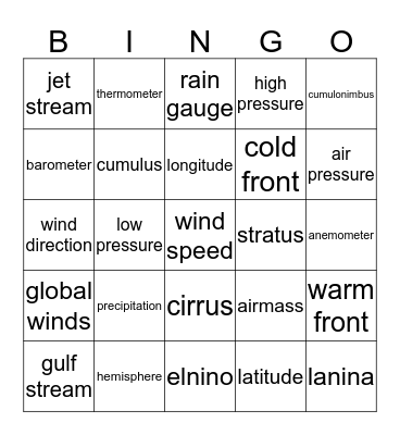 Science Bingo Card