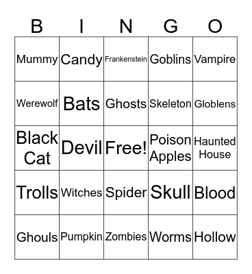 Halloween Bingo Card