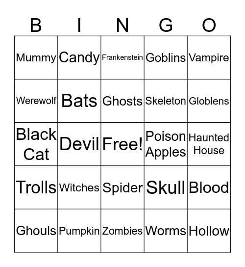 Halloween Bingo Card