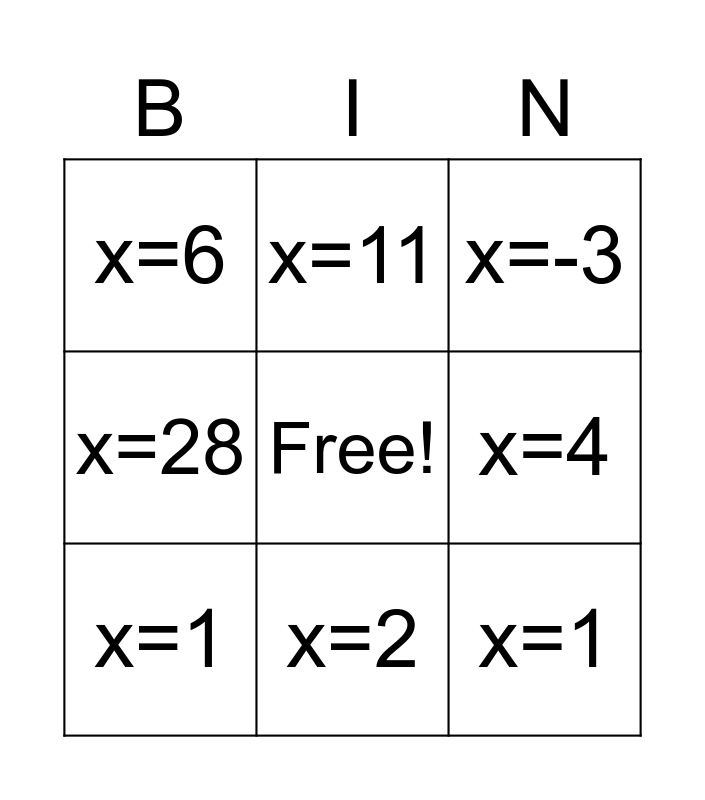 two-step-equation-bingo-card