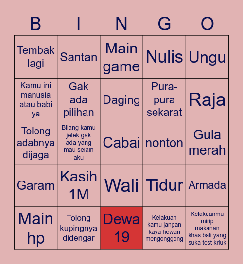 Nayeon Bingo Card