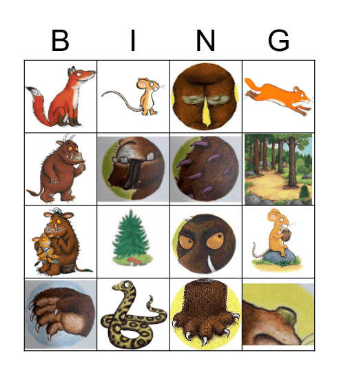 Gruffalo Bingo Card