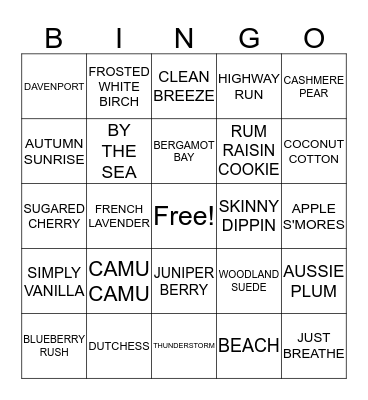 SCENTSY BINGO Card
