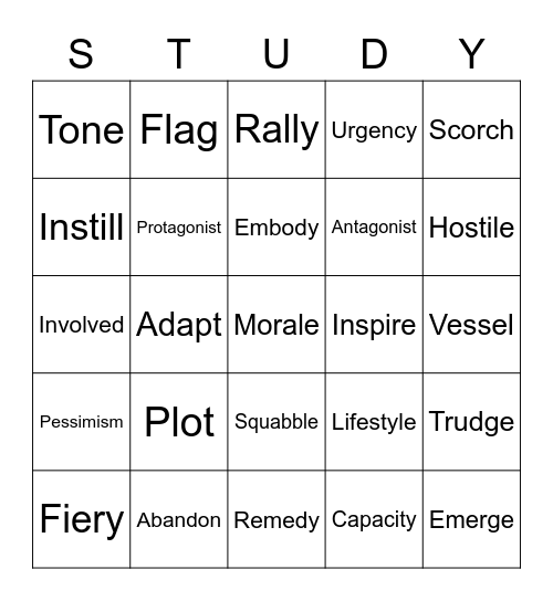 Unit 2 Study Game Bingo Card