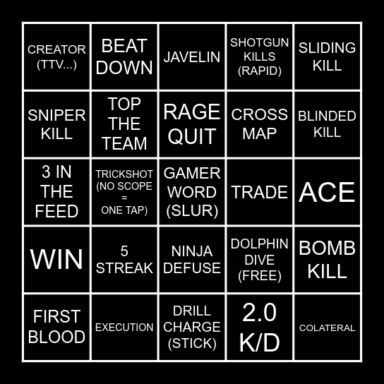 S&D BINGO Card