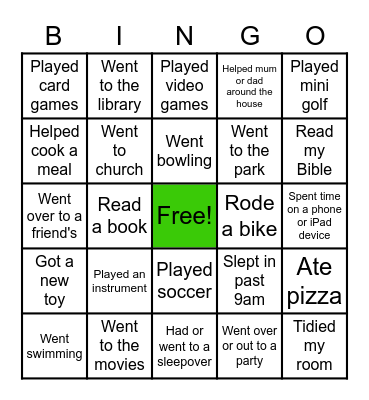 Back to School Bingo Card