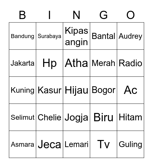 Agfi. Bingo Card