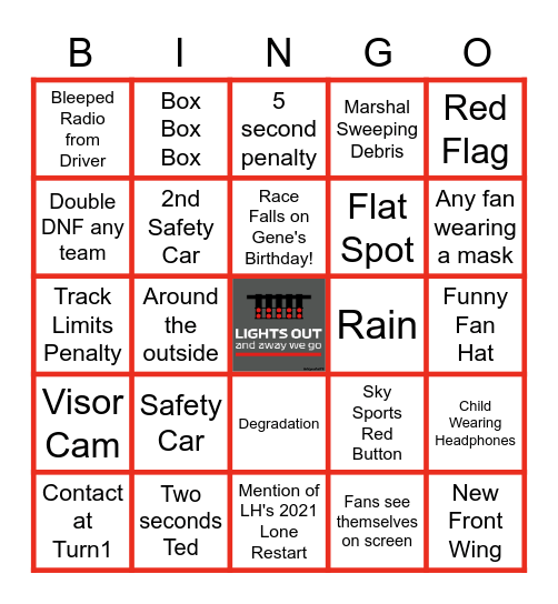 2022 Japanese Grand Prix Bingo Card