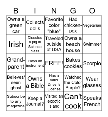 Untitled Bingo Card