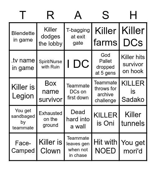 Ultimate DBD Bingo Card