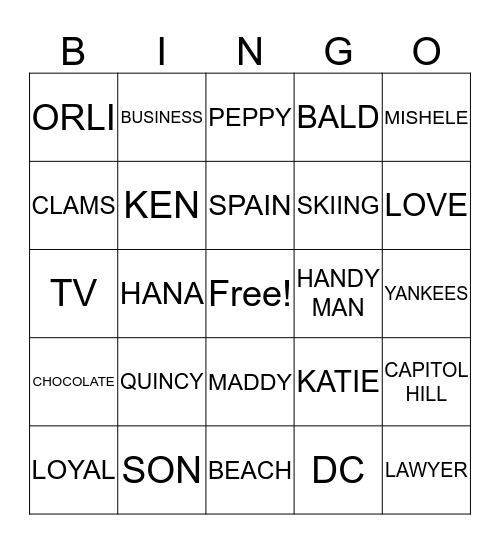 LETS CELEBRATE Bingo Card