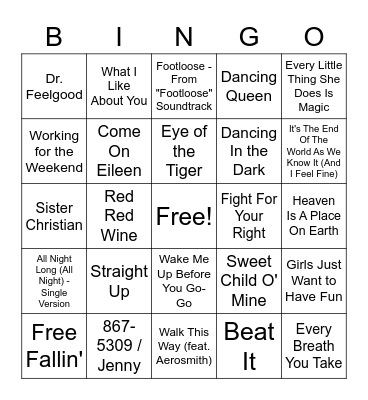 80s Bingo Card