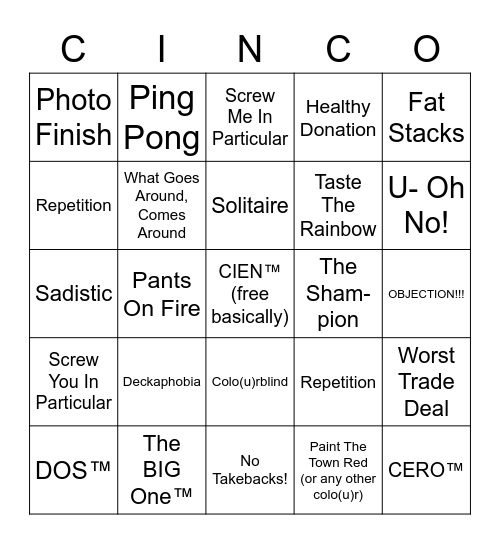 UNO™ Achievements Bingo Card (CINCO™) Bingo Card