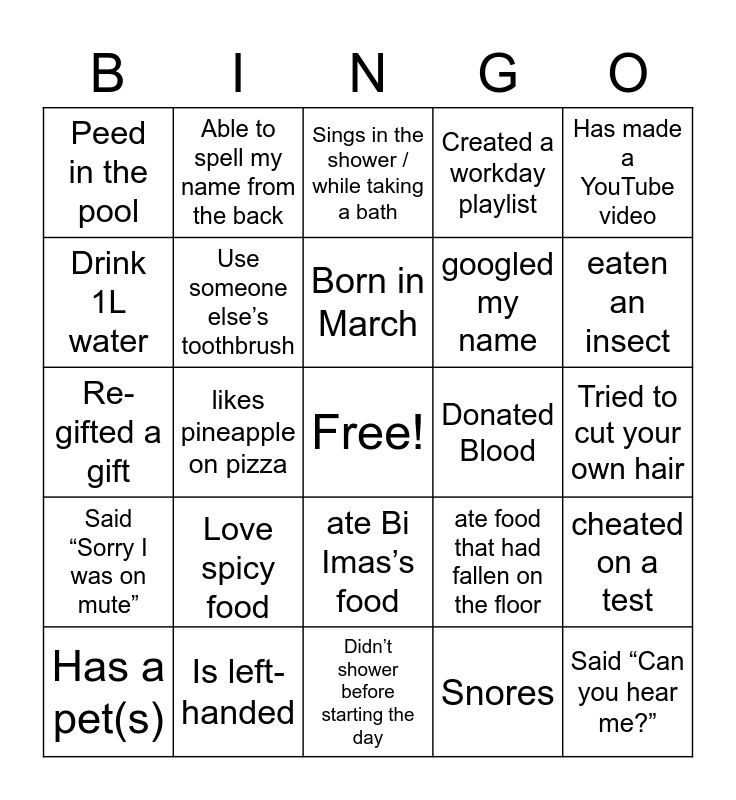 SE! Bingo Card