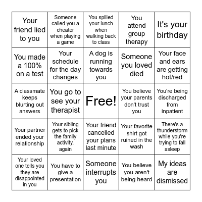 How I feel when... Bingo Card