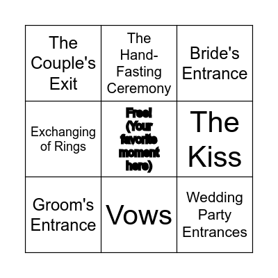 Erica and Austin's Magical Moments Bingo Card
