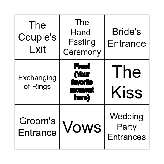 Erica and Austin's Magical Moments Bingo Card